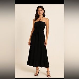 White House Black Market Strapless Maxi Summer Halter‎ Tie Boho Long Dress Large